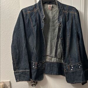 Faded Glory Women's Blue Denim Jacket with Stud Details Western